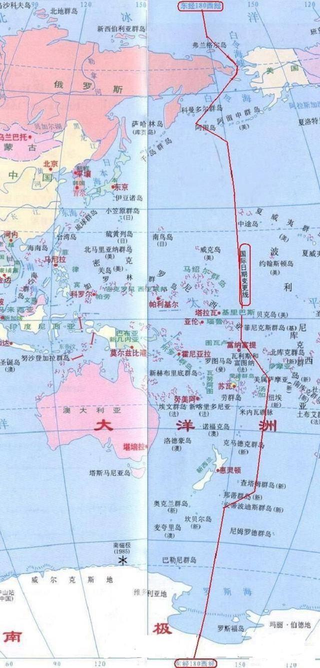 远东白令海峡地区,美国阿留申群岛地区和大洋洲南太平洋部分群岛地区
