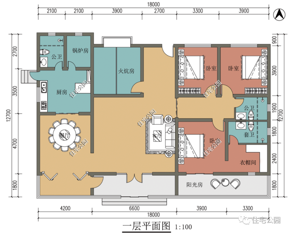 精选图库:10套带堂屋或火炕户型图