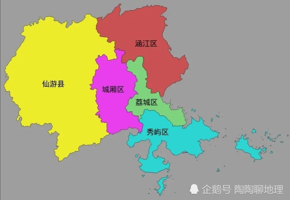 莆田市4区1县建成区排名,最大是涵江区,最小是城厢区