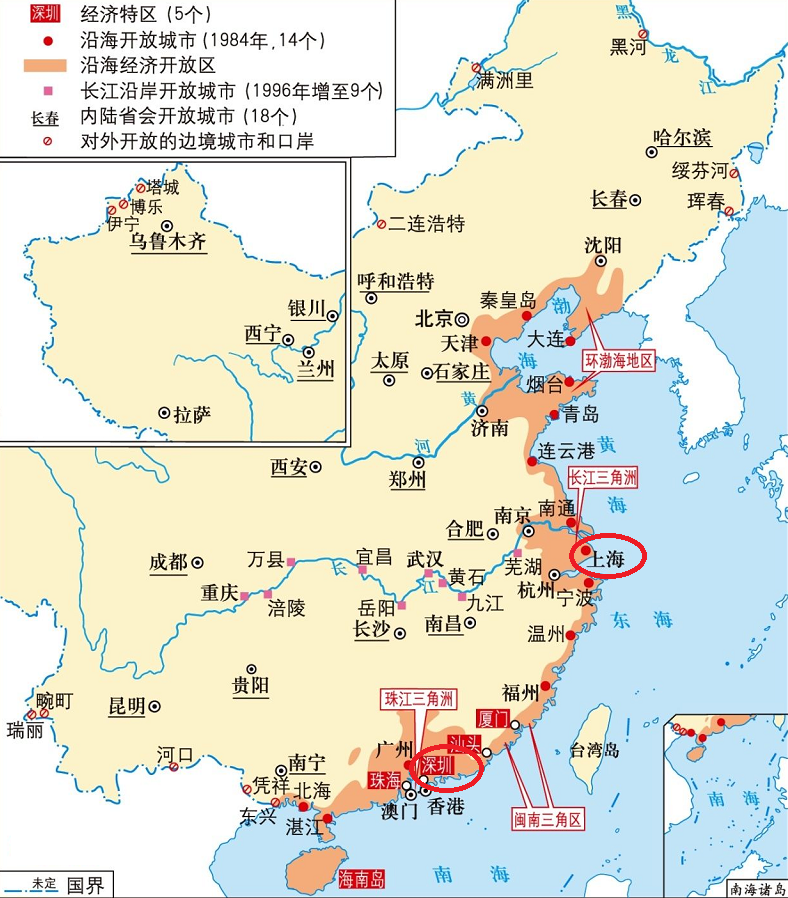 中国沿海城市地图