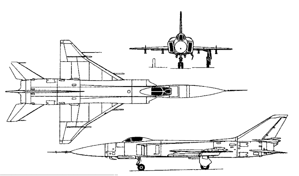 改进后的苏-15截击机三视图