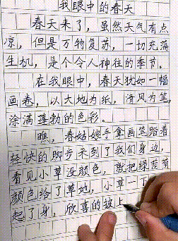 三年级的学霸端坐在桌前,一笔一画,认认真真地书写着作文,文章的题目