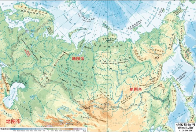 俄罗斯地形图山脉