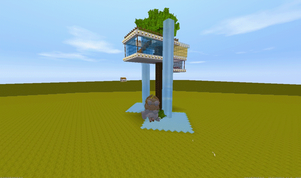 迷你世界:住在50米树屋更安全,三层豪华设计,想住哪层