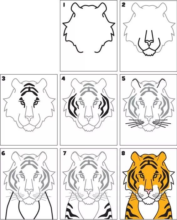 老虎-卡通动物简笔画