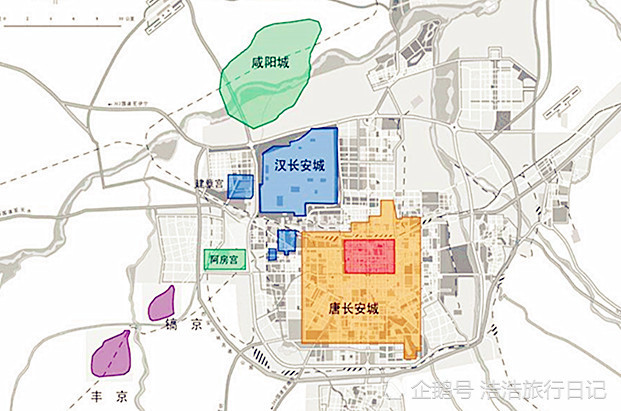 西安部分建都朝代都城位置示意图