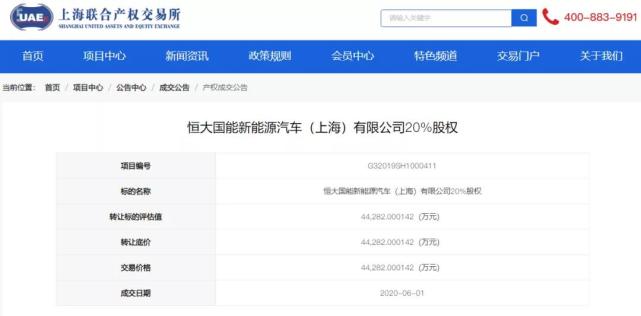 车圈|恒大国能新能源汽车20%股权完成转让