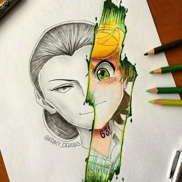动漫人物分裂绘 推特画师friky_draws