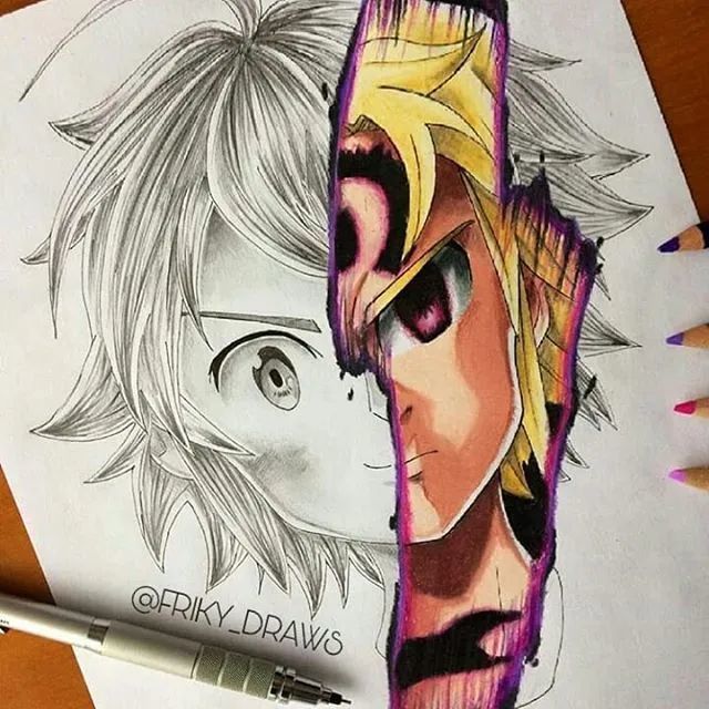 动漫人物分裂绘 推特画师friky_draws