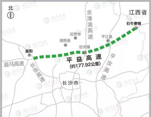 途经平江县,汨罗市,湘阴县,止于益阳市赫山区苏家坝,与平汝高速,岳望