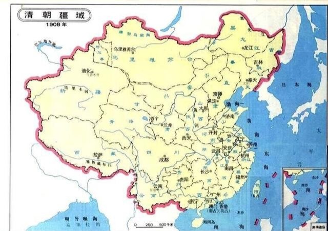 到清朝灭亡时当时的大清国还有国土面积1100多万平方公里.