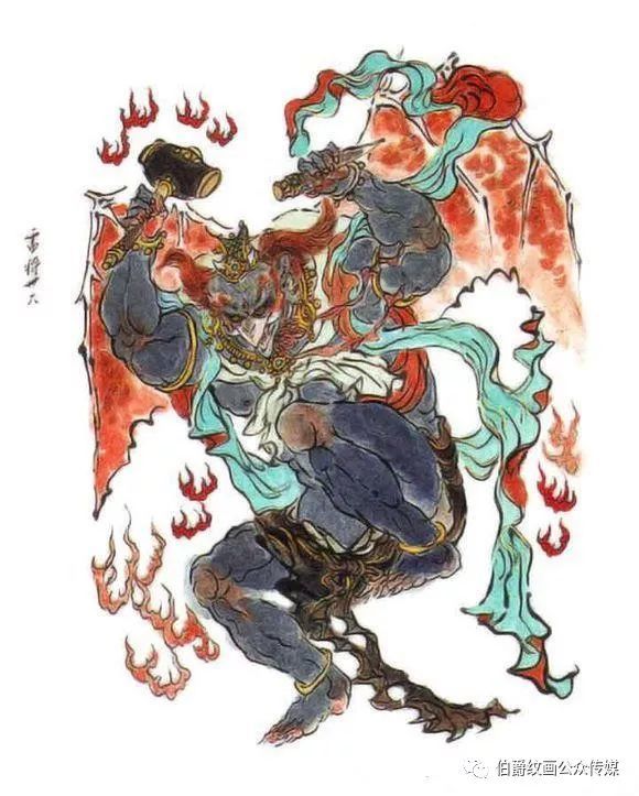 《西游记》国画绝品插图赏析,哪吒的三头六臂造型简直