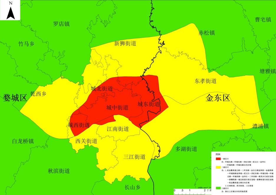 金华江—二环西路—乾西乡行政区划线—浙赣铁路—城北街道行政区划线