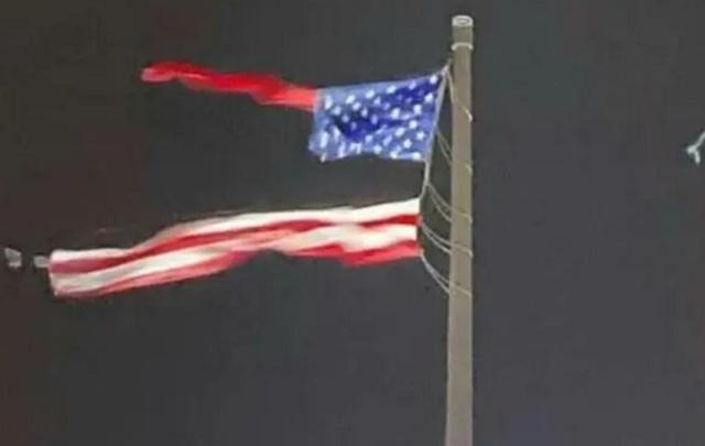 美国本周意外频发,巨型国旗被强风撕毁,士兵和华盛顿