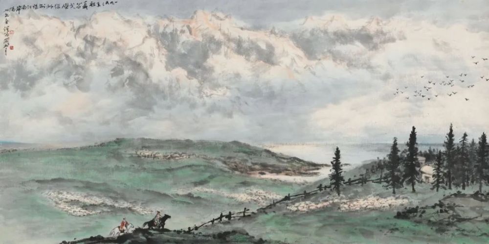 国画名家:关山月画塞外风光,大气苍茫
