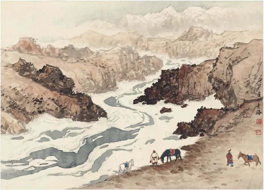 国画名家:关山月画塞外风光,大气苍茫