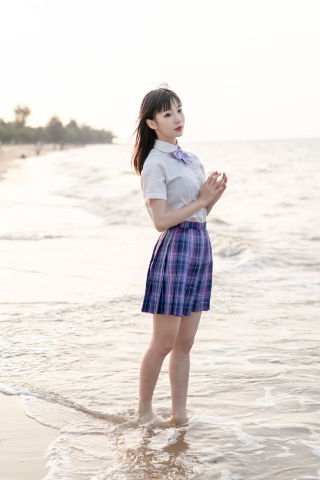 jk少女,海边夕阳和人都变得温柔了