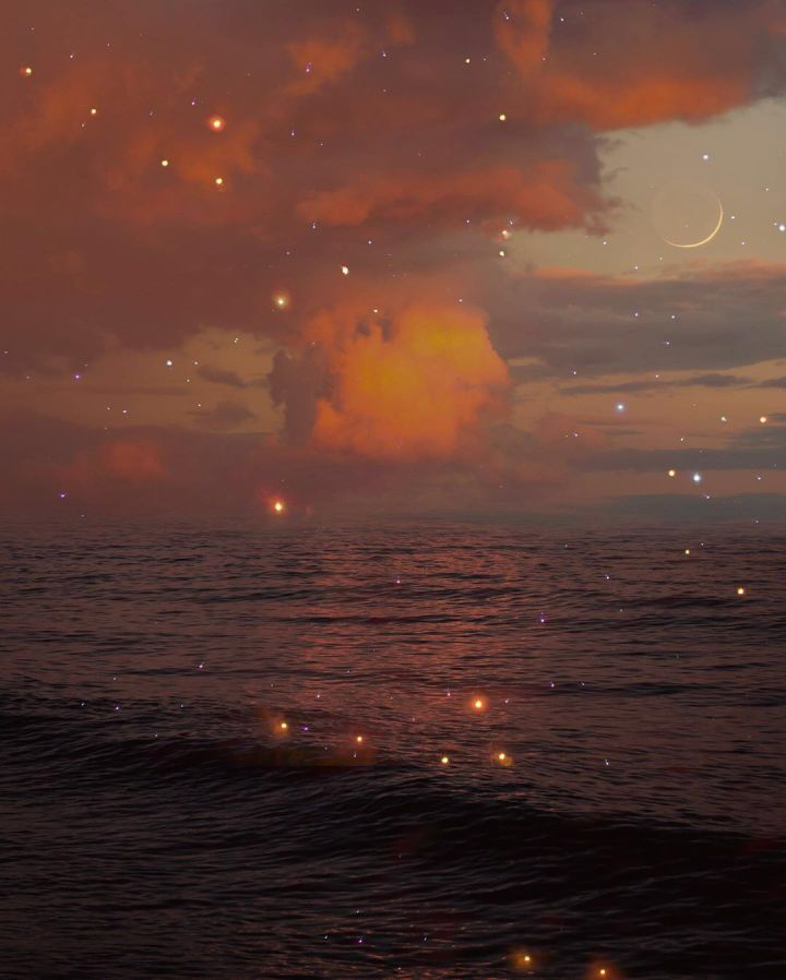 仙气·天空背景图:总有一天人间日落和星光,我只陪着你看!