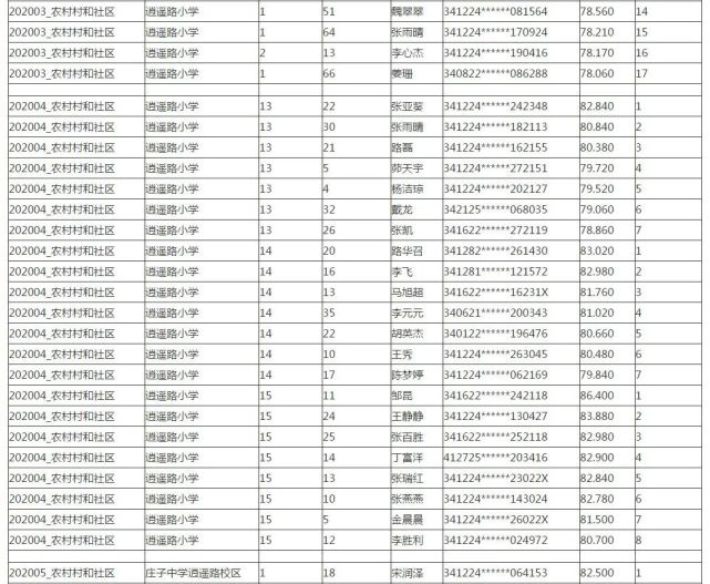 蒙城县公开选聘普通高校毕业生到村和社区任职入选人员名单公布