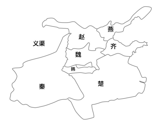 战国七雄地图,秦国位于陕西前期养马后期统一天下