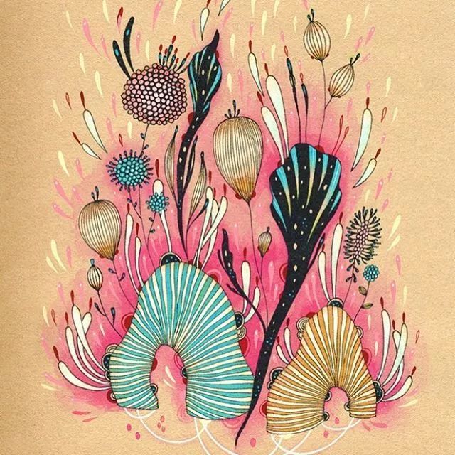 彩色线描花,梦幻般的海洋世界,美爆啦!
