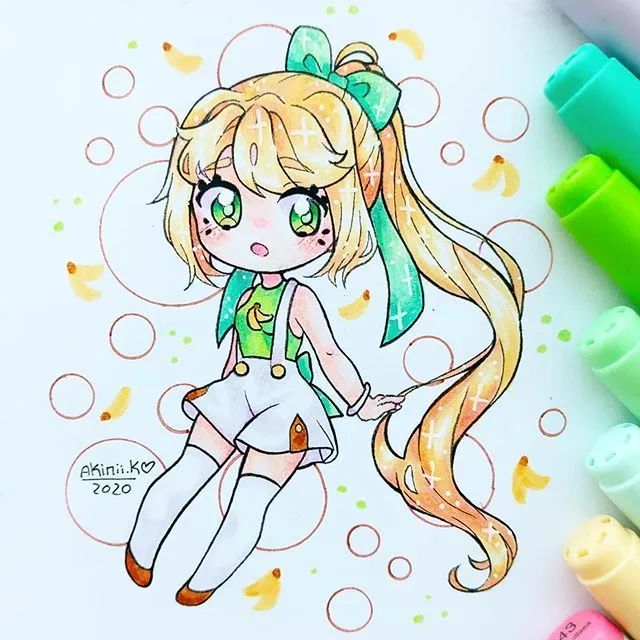 【马克笔插画】巨好看的一大波动漫女孩手绘素材