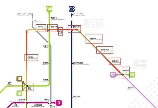 最新规划图 可以说s1号线对于青白江,金堂两地人民意义重大,相较