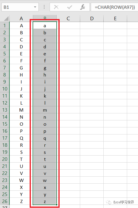 在excel 拖动单元格,就能按英文字母顺序编号,怎么做到的?