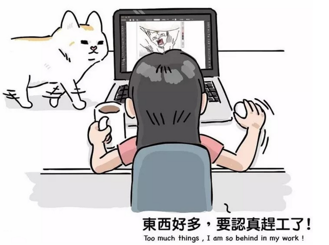 奇趣漫画:猫咪挡在电脑前打乱女孩工作,原来这就是猫咪的"工作"