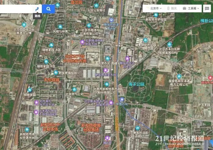 新发地市场周边分布情况 来自百度地图
