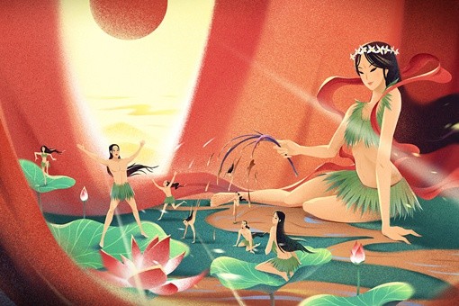 "女娲造人"是中国古代的一则神话故事,讲述了女娲如何造人的经过.