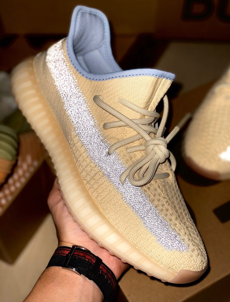 阿迪达斯奶油麻布椰子鞋 yeezy boost 350v2 linen