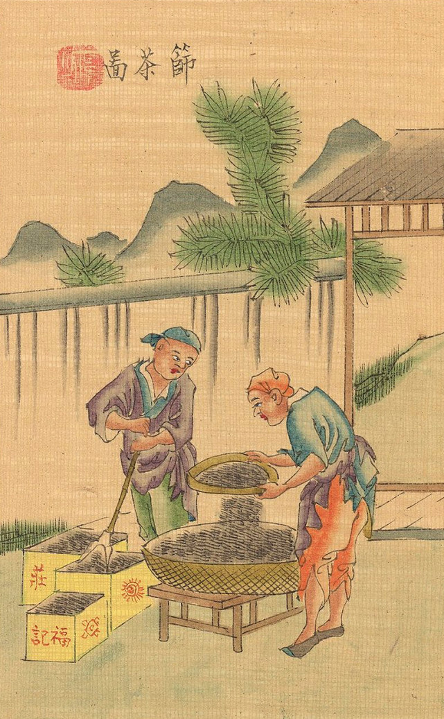 《茶景全图》古书彩绘清代采茶实景,十二图了解古代茶叶制作全过程