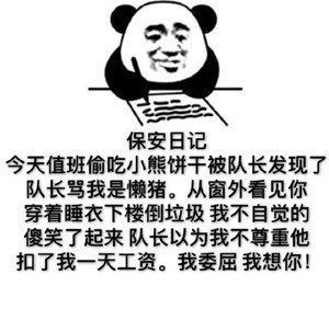 沙雕搞笑表情包图片:保安日记熊猫头文案