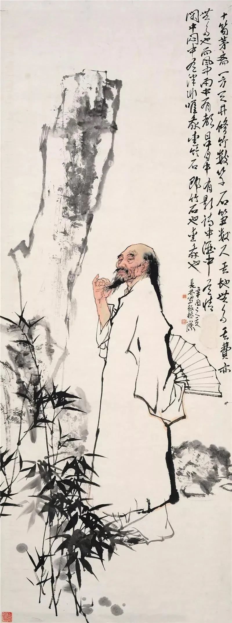 他的写意人物,线条好奔放