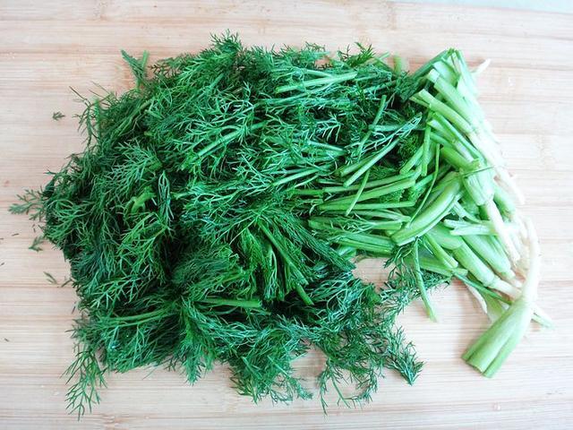 3,买回来的茴香菜择去老叶和根茎后放水里清洗干净,把洗好的茴香菜