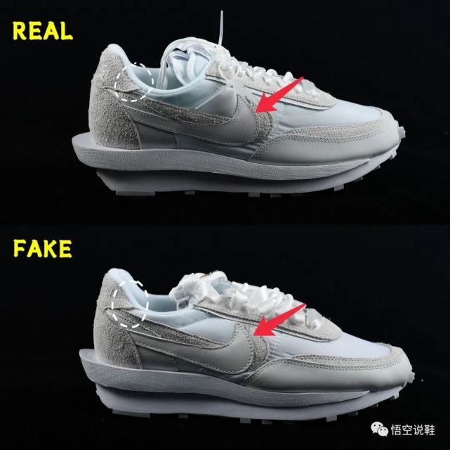 sacai x nike 低帮解构纯白真假对比辨别