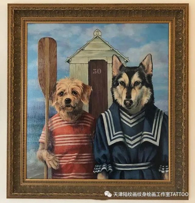 动物拟人化的艺术油画 它们可以如此体面 画框复古漂亮