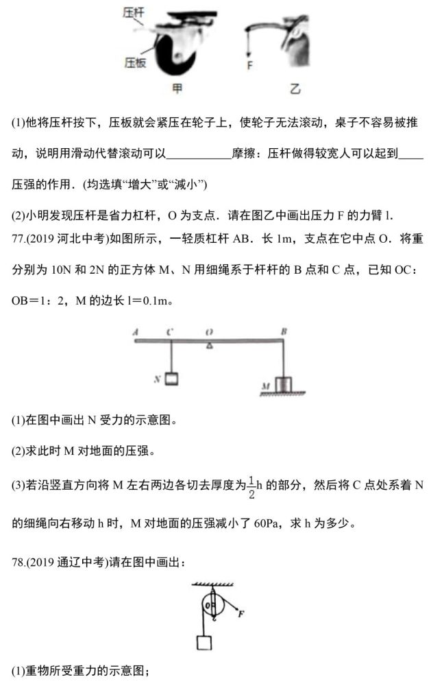 初中物理丨力学作图题,这88道精选作图题一定要做!