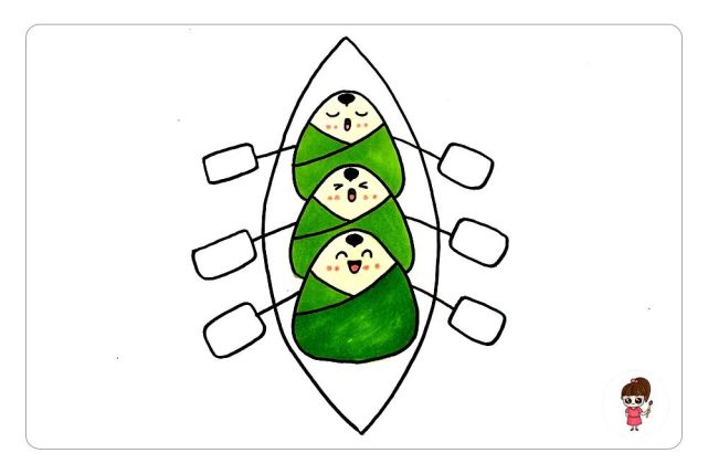 端午节赛龙舟,可爱的粽子简笔画【图文 视频教程】