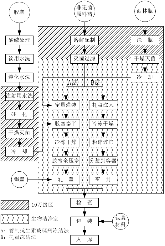 注射用冷冻干燥制品生产工艺流程框图及环境区域划分油性膏药生产工艺