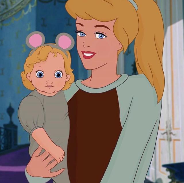 迪士尼公主也要当妈!茉莉的儿子成小老虎,睡美人的女儿超可爱