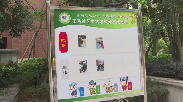 小区内多了一个颜色泾渭分明的垃圾分类"红黑榜"宣传栏