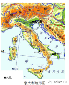 1 从地图上看,亚平宁山脉纵贯意大利,在北方地区虽然有波河平原,但再