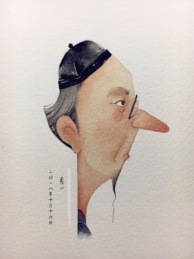 一组有趣的古代人脸插画作品
