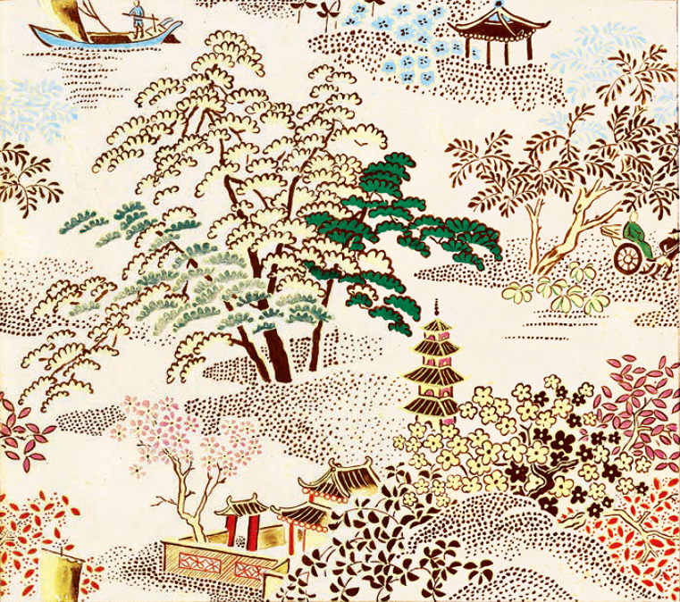 我们选择了纹样中"风景"类别,既有传统风格的建筑,也有季节与时令特色