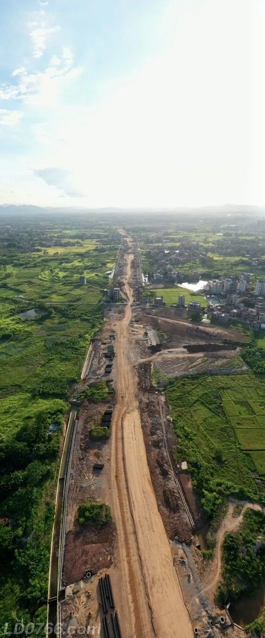 航拍建设中的罗定环市南路,带你看最新进展和沿途风景