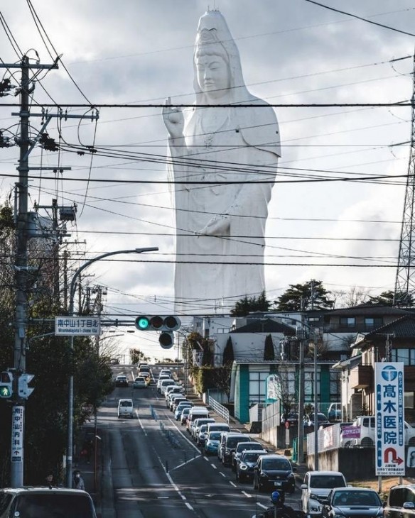 16,日本的仙台大观音,晚上可能会更吓人!