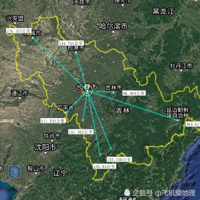 吉林省各市至省会直线距离,延吉市最远,你的家乡到省会多远呢?