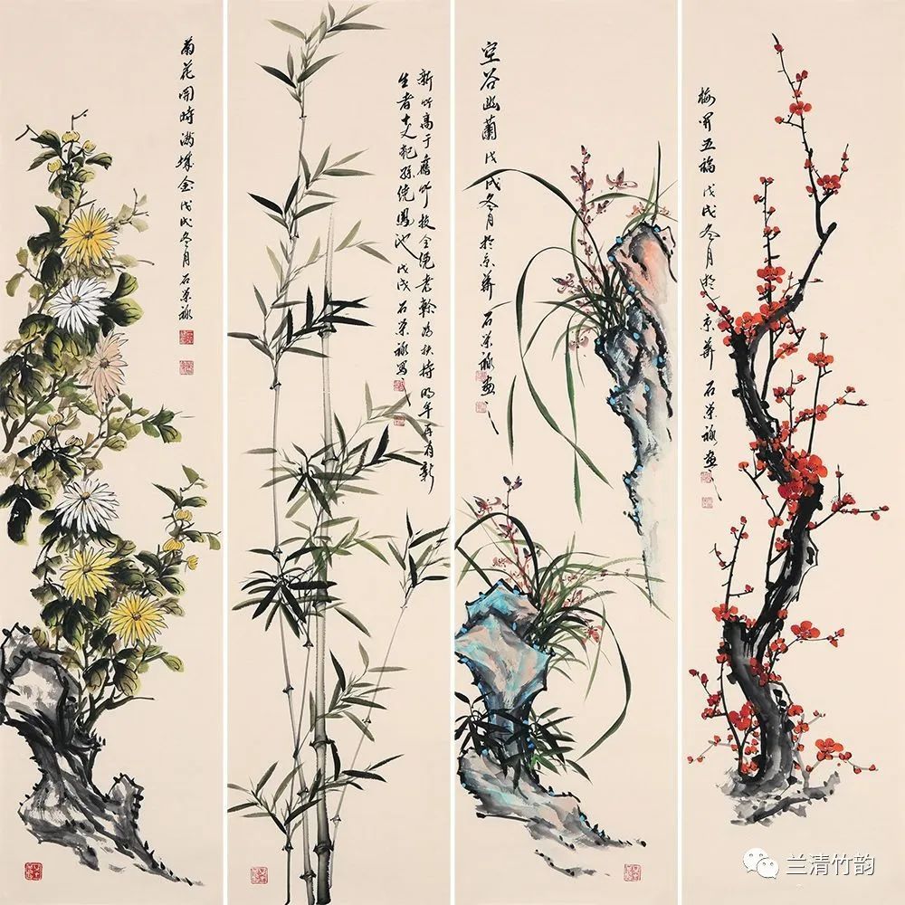 国画梅花,国画竹子